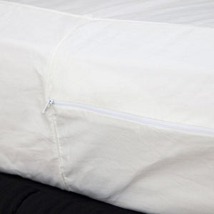 Closed zip on MiteGuard mattress cover providing complete dust mite barrier protection