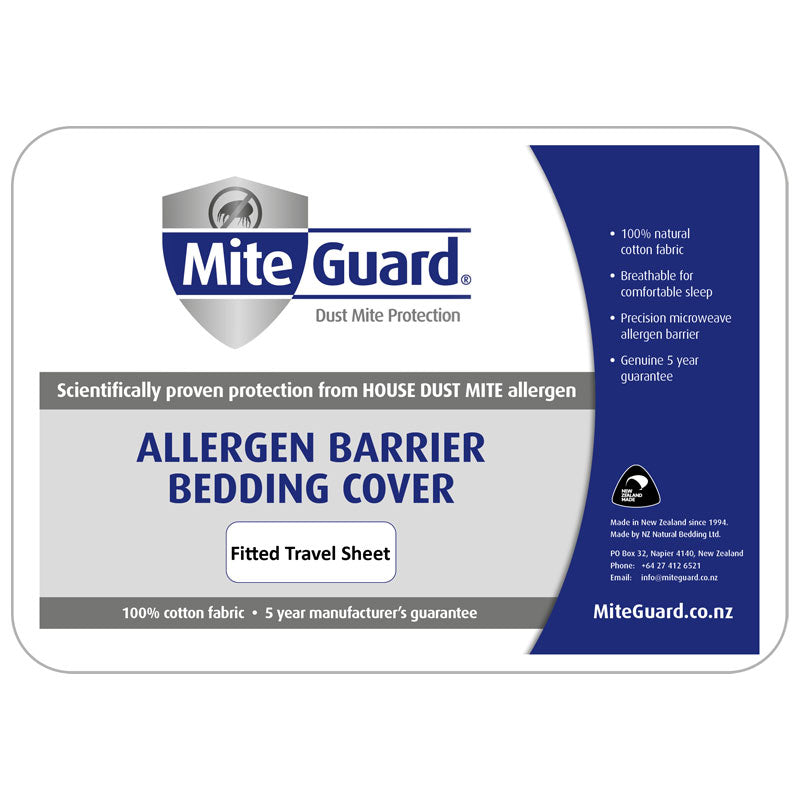 MiteGuard allergen barrier fitted travel sheet pack