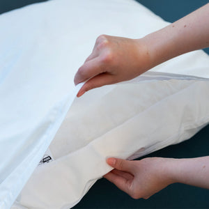 MiteGuard pillow cover showing large protective zip flap